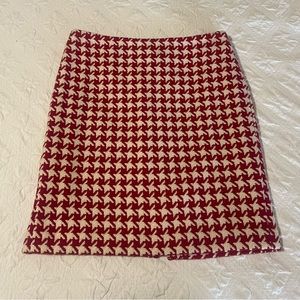 Talbots Petite Red & White Houndstooth Skirt